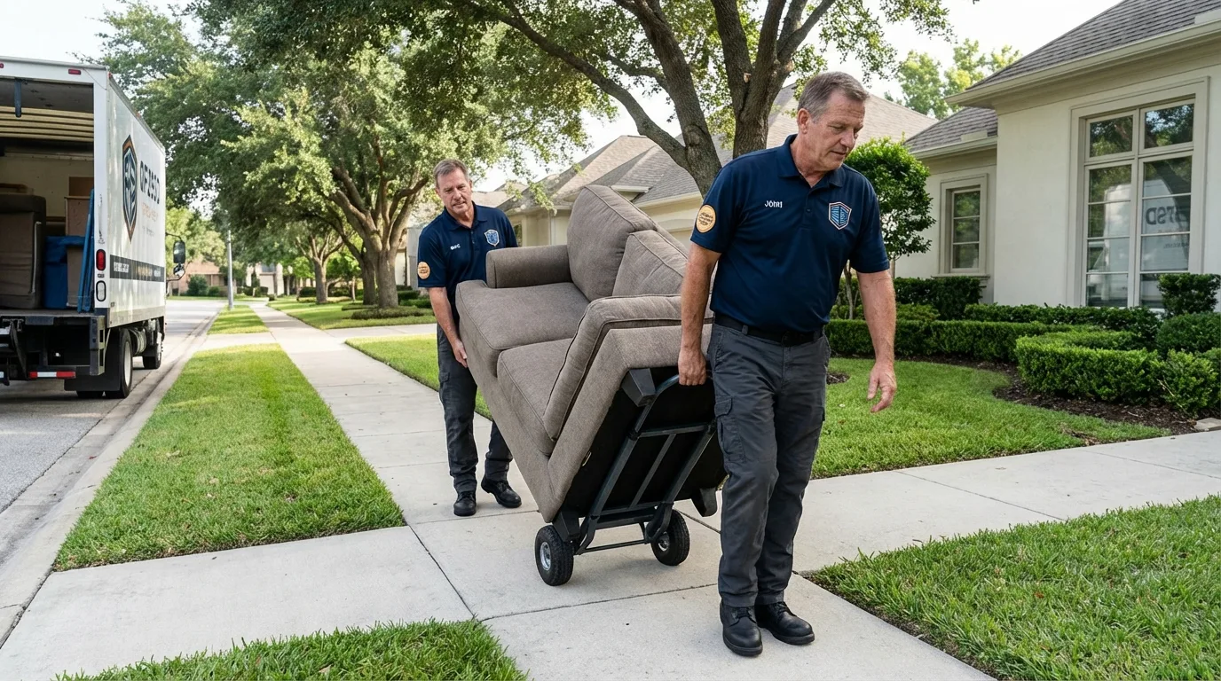 Local residential moving crew loading furniture in Huntington, UT