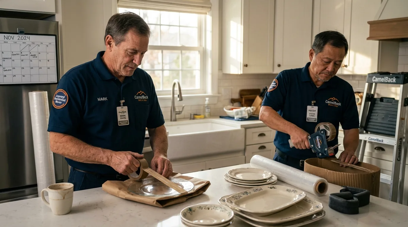 Professional crew packing kitchen dishware in Huntington, UT